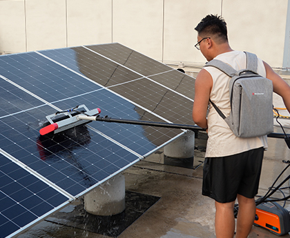 Solar panel cleaning before and after comparison